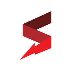red color letter s lightning electric energy logo design