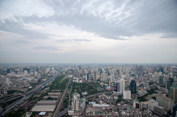 Fototapeta na wymiar aerial view of city. Thailand