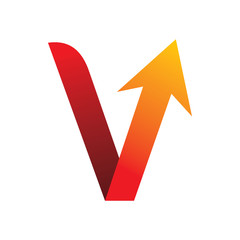 red color letter v check arrow logo design