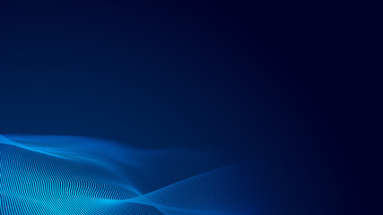 Dot blue wave light screen gradient texture background. Abstract  technology big data digital background. 3d rendering.