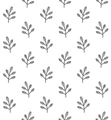 Vector seamless pattern of hand drawn doodle sketch floral branch isolated on white background