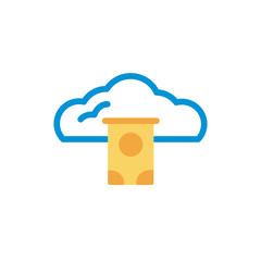 cloud computing with hard disk lineal color style