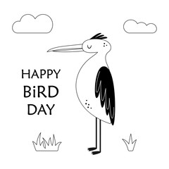 cute bird scandinavian illustration