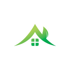 green nature leaf housing logo design