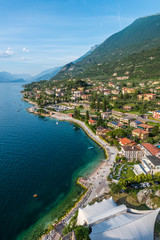 Naklejka premium View over the Malcesine town and lake Garda from the Scaliger Castle, Lake Garda, Italy