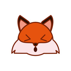 Cute kawaii fox cartoon line and fill style icon vector design