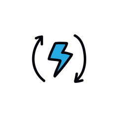 electricity circulation doodle icon, vector color illustration