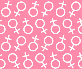 Vector seamless pattern of white woman venus symbol isolated on pink background © Sweta
