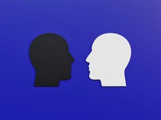 African American Men and caucasian Men in a minimalist Cut Paper Art