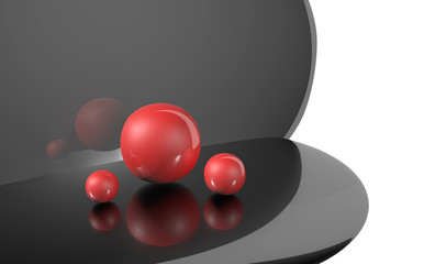 Glossy balls on the background. Reflection. Geometric figures. 3D-rendering