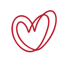 Two monoline red lovers heart. Valentine card handmade vector calligraphy. Decor for greeting card, photo overlays, t-shirt print, flyer, poster design