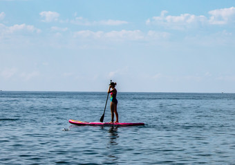 Surfing on the Black Sea vacation on a summer day in Sochi