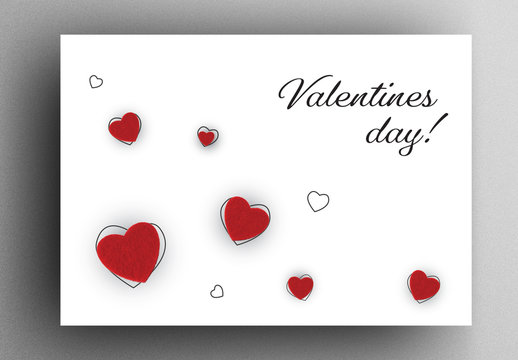 Card Layout with Small Hearts and Black Typography