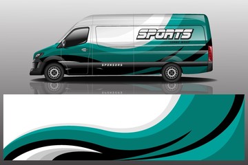 van car decal wrap design vector