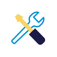 wrench and screwdriver tool lineal color style