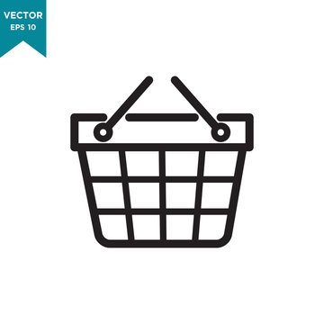 shopping basket vector icon in trendy flat design 