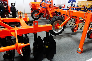 LVIV, UKRAINE, 2019: International Agricultural Exhibition EuroAGRO. Agricultural machinery at the exhibition.