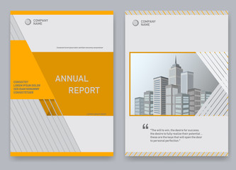 Cover design in A4 format. Can be applied to brochures for vector templates, advertising leaflets, corporate presentations, magazines, banners. White with gray and orange abstract background