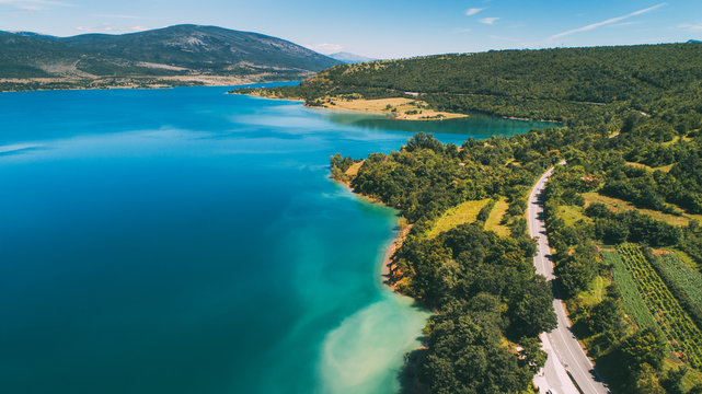 Aerial view of Peruca lake near Knin, Dalmatia, Croatia.