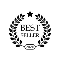 Best seller 2020 badge logo design. Vector isolated on white background