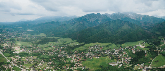 Fototapeta na wymiar Aerial drone view of Zakopane, Poland.