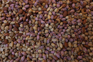 Background of mixed nuts on the stand