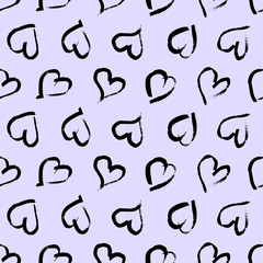 Seamless pattern with hand drawn hearts