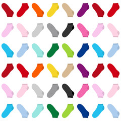 Socks of different colors, pattern. Vector illustration on white background.
