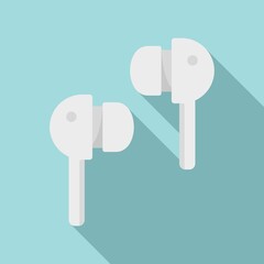 Wireless earbuds icon. Flat illustration of wireless earbuds vector icon for web design