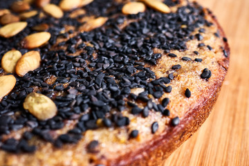 homemade baked bread with cereals and seeds