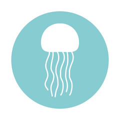 Isolated jellyfish block style icon vector design