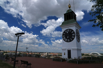 The clock tower in Petrovaradin Fortress, Novi Sad, Serbia
