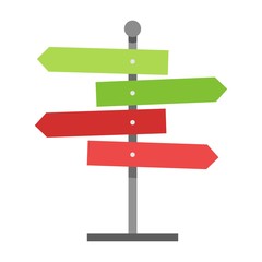 Signpost on white background, vector illustration