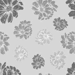 pattern seamless  Hand-drawn illustration with pencils. Flowers, bouquet, buds and petals. Daisies, daisies. Spring, summer, flowering. Seth on a white background separately. Sketch, print, textile
