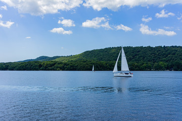 Sailboat sailing in the Lake Windermere