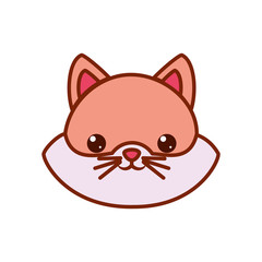 Cute kawaii cat cartoon line and fill style icon vector design