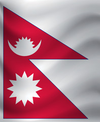 Waving flag of Nepal. Vector illustration