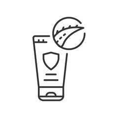 Aloe cream black line icon. Cream with aloe in tube. Moisturizes and nourishes the skin. Skincare. Pictogram for web page, mobile app, promo. UI UX GUI design element. Editable stroke.