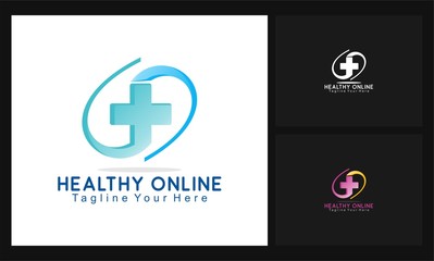 healthy online concept design logo