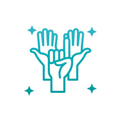 Isolated sign with hands gradient style icon vector design