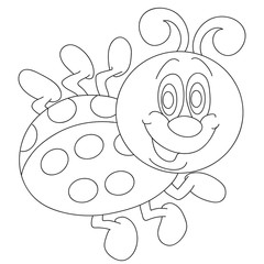 funny insect with circles on the back, outline drawing, isolated object on a white background, vector illustration