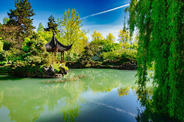 VANCOUVER - MAY 05 2019: Downtown Vancouver, Canada. Dr. Sun Yat-Sen Classical Chinese Garden in Vancouver, British Columbia, Canada