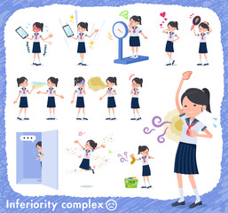Fototapeta premium flat type school girl Sailor suit summer_complex