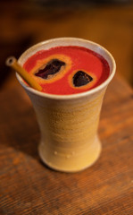 strawberry smoothie in glass