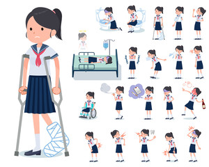 Obraz na płótnie Canvas flat type school girl Sailor suit summer_sickness