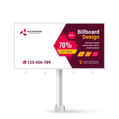 Billboard sign, banner design ideas for outdoor advertising, inspirational graphic design for placing photos and text, vector red background	