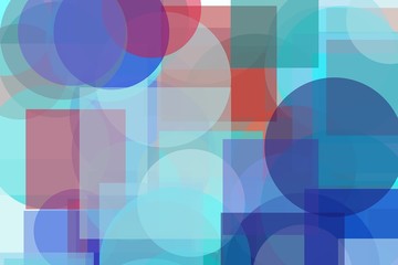 Abstract red blue circles squares illustration background
