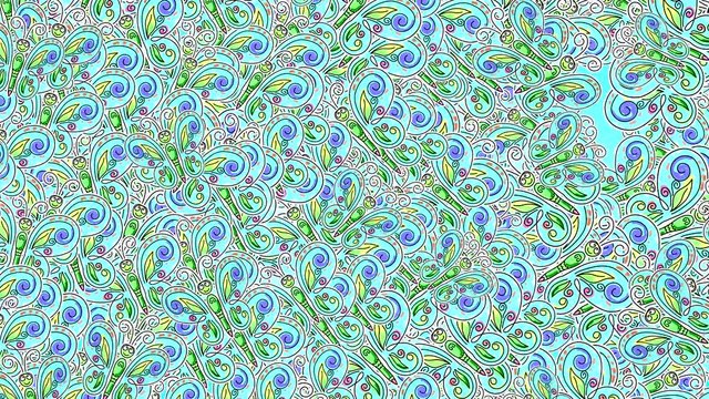 Abstract animated background with painted butterflies that wave their wings, filling the entire space.