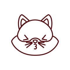 Cute kawaii cat cartoon line style icon vector design