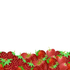 Garden Strawberry basket seamless border isolated on white background